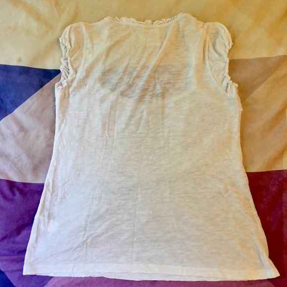 MAS QUE BASICOS White Cotton Ruffle Shirt L - Picture 5 of 5